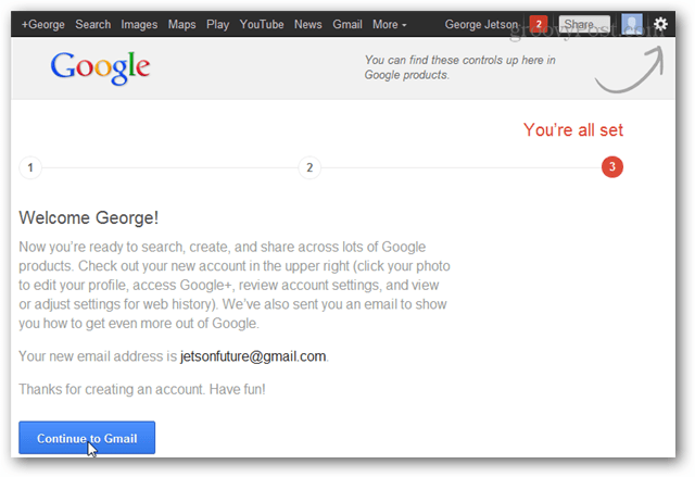 continue no gmail