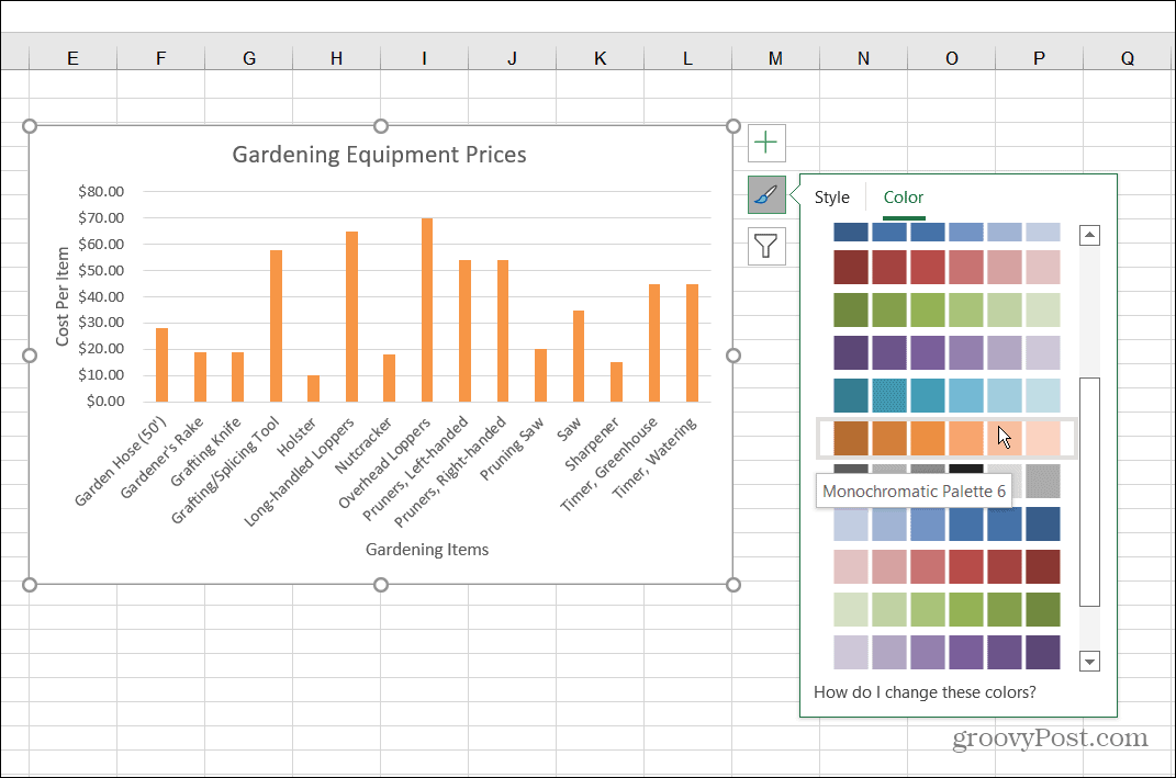 Alterar Estilo de Cor Gráfico de Barras Excel