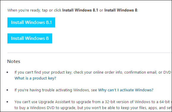 Página de Download do Windows 8.1