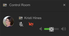painel do aplicativo da sala de controle do hangouts do google +