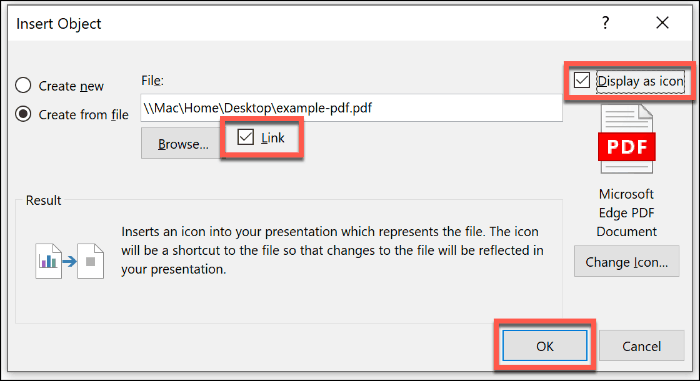 Inserir um arquivo PDF como um objeto no PowerPoint