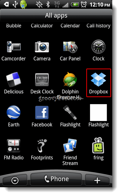 Ícone do Dropbox do lançamento do Android Dropbox
