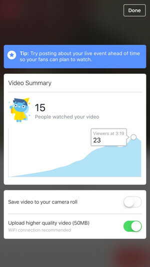 insights de vídeo ao vivo do Facebook para páginas