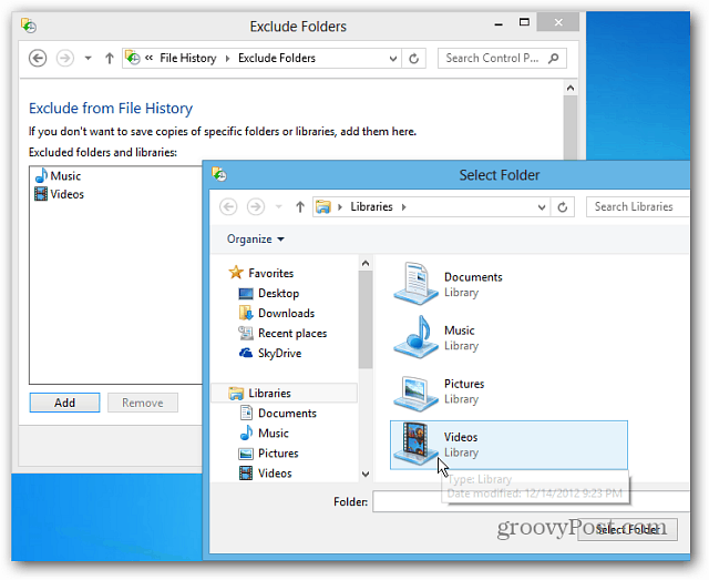 Configurar o histórico de arquivos do Windows 8 para recuperar arquivos excluídos