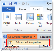 exibir propriedades avançadas de documentos no word 2010