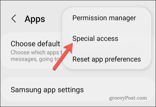 Abrindo o menu de acesso especial no Android