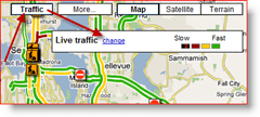 Opção de alteração de tráfego do Google Maps para tráfego ativo