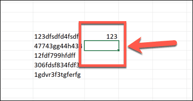 célula do Excel abaixo do número extraído