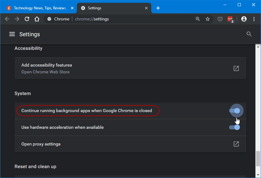 Configurações do Google Chrome