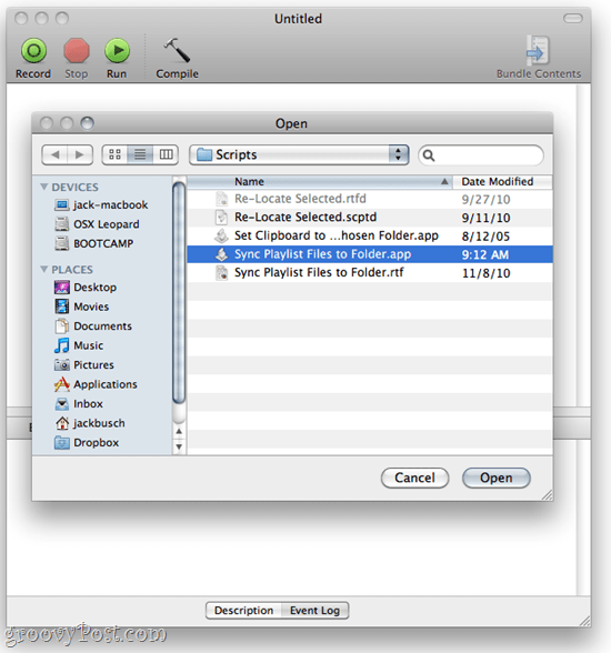 Editor AppleScript - SugarSync e iTunes