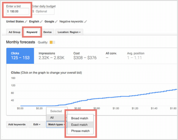 Plano de revisão do Google Keyword Planner