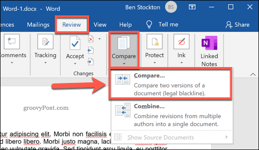 Comparando dois documentos do Microsoft Word
