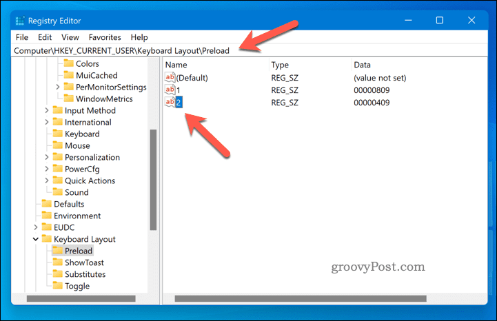 Excluir um layout de teclado usando o regedit no Windows 11