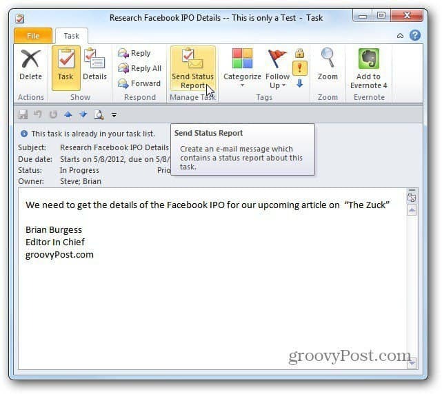 Como atribuir tarefas no Outlook 2010