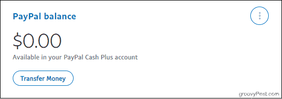 Saldo da conta do PayPal com a conta Cash Plus