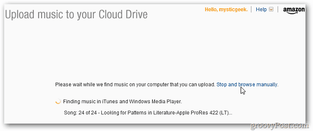 Carregador de MP3 do Amazon Cloud Player