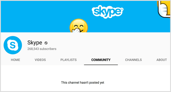 O canal da guia Comunidade do YouTube ainda não postou