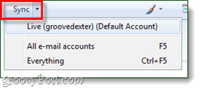 botão de sincronização do Windows Live Mail
