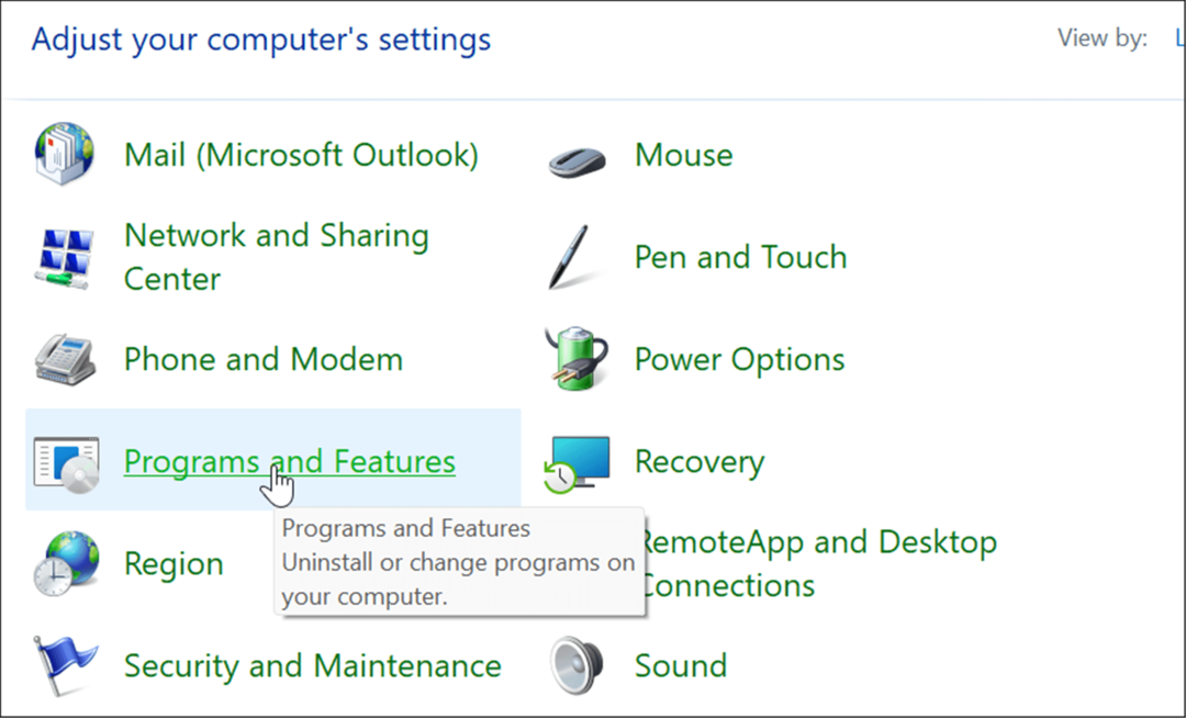 Programas e recursos gerenciam recursos opcionais no Windows 11