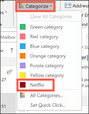 Definir manualmente uma categoria de cores no Outlook