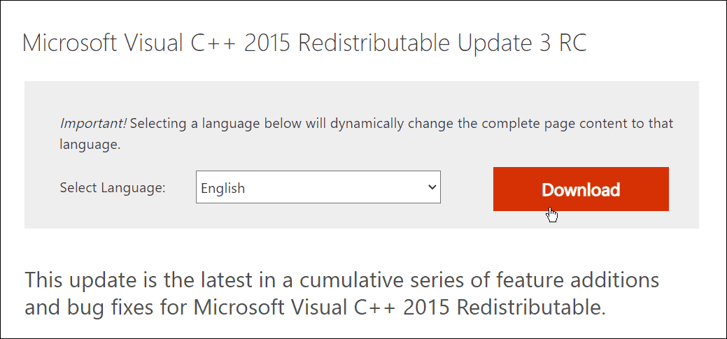 baixar Microsoft visual C++ redistribuível