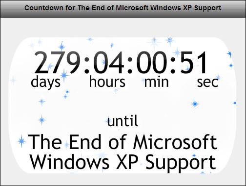 Contagem regressiva do suporte do Windows XP