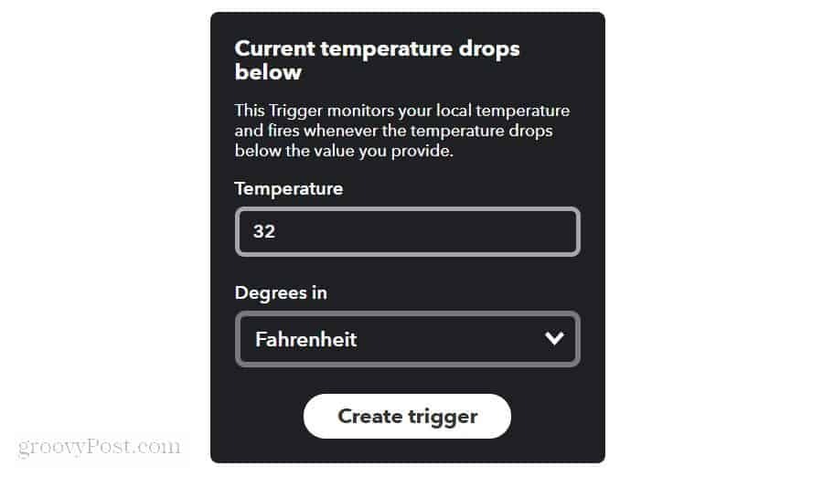 definindo o limite de temperatura do tempo em ifttt