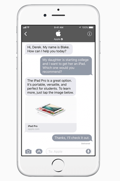 A Apple lançou o Business Chat, uma nova maneira poderosa de as empresas se conectarem com os clientes no iMessage.
