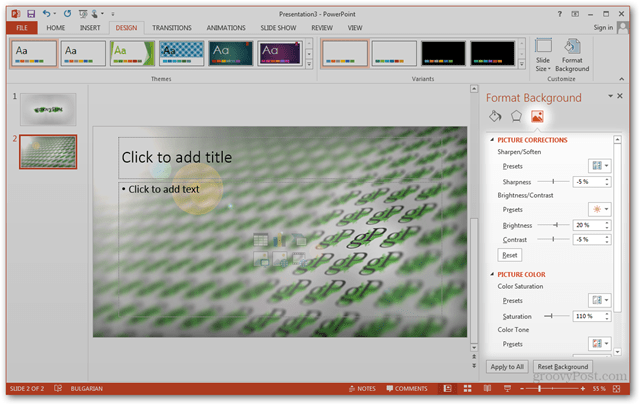 Office 2013 Template Create Make Custom Design POTX Personalizar slides Slides Tutorial Como o painel de imagens Tweaks Edits Images Photos