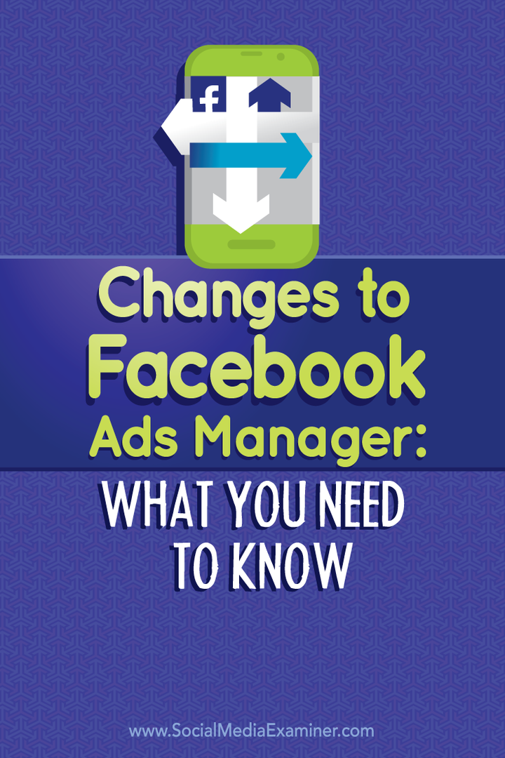mudanças no gerenciador de anúncios do Facebook