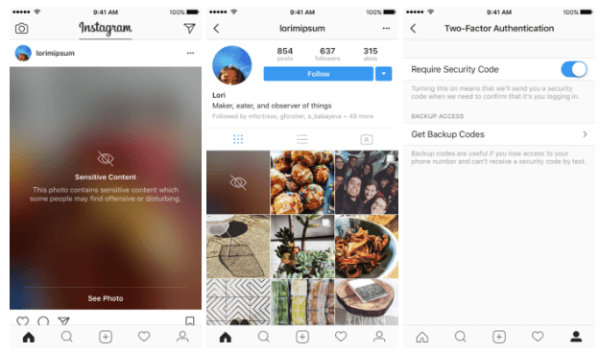O Instagram expande a autenticação de dois fatores para todos os usuários e começa a desfocar o conteúdo sensível.