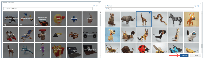 Pesquise e navegue por modelos 3D no Microsoft Office