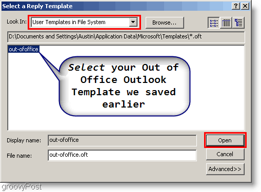 Outlook 2007 - Criar regra do Outlook, selecione um modelo