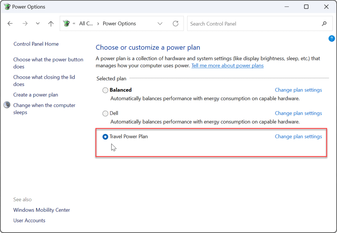 Criar um plano de energia personalizado no Windows 11