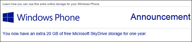 Usuários de Windows Phone recebem 20 GB de espaço livre no SkyDrive