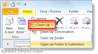limpe sua pasta ou conversas no Outlook 2010