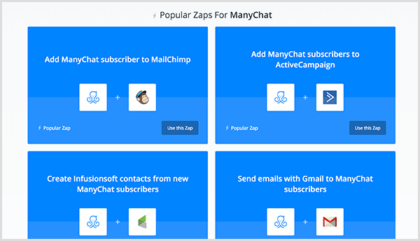 Molly Pitmann diz que a integração do Zapier permite que você envie um endereço de e-mail que um usuário fornece no Messenger para o seu software de automação de e-mail.