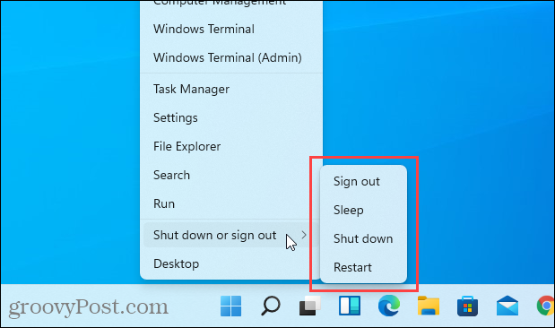 Sem opção de hibernação no menu Windows + X no Windows 11