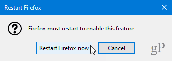 Reinicie o Firefox