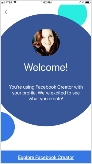 Explorar o aplicativo Facebook Creator