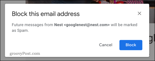 Botão Bloquear no Gmail