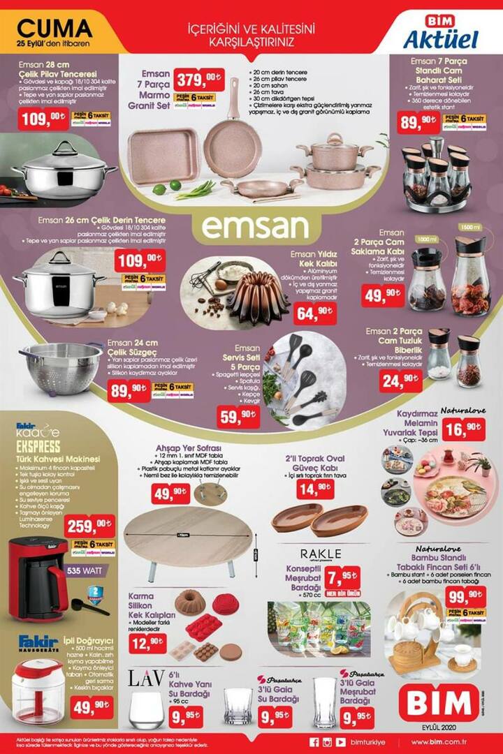 O catálogo de produtos atual de BİM 25 de setembro está aqui! Panelas e frigideiras BİM 25 de setembro ..