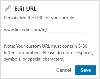 Edite o URL do seu perfil do LinkedIn.