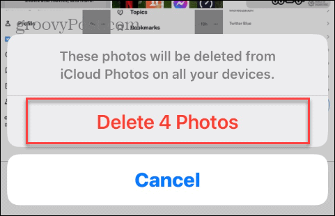 Excluir fotos do iCloud