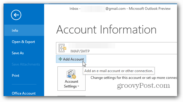 Adicionar conta do Outlook 2013