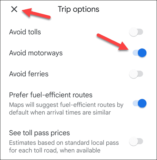 Evite rodovias no Google Maps no celular