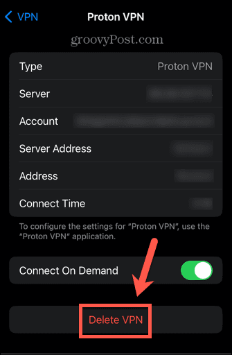 iphone excluir configuração vpn