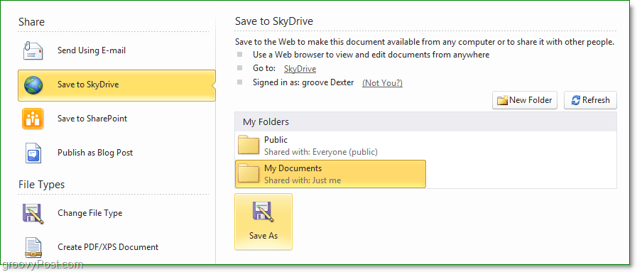 Como salvar arquivos e documentos do Microsoft Office 2010 no SkyDrive