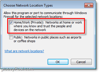como selecionar manualmente uma rede para a exceção do firewall do Windows 7