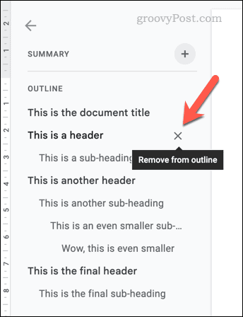 Remover um cabeçalho de um esboço do Google Docs